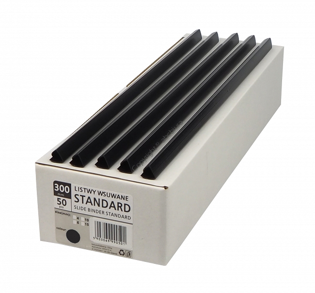 Listwy wsuwane 6 mm, czarne