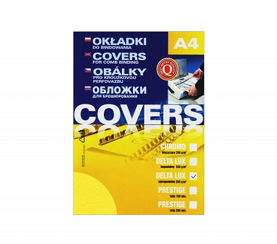 Okładki do bindowania A4, kartony DELTA żółte