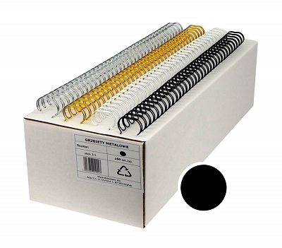 Grzbiety drutowe 6.4 mm, oprawa do 40 kartek, czarne