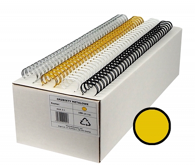 Grzbiety drutowe 6.4 mm, oprawa do 40 kartek, złote