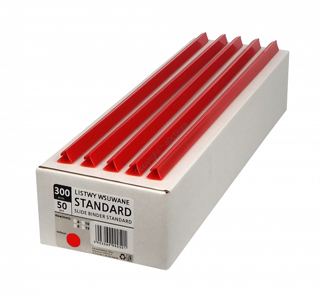 Listwy wsuwane 4 mm, czerwone